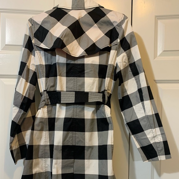 Charter Club Double Breasted Black and White Trench Coat - Picture 2 of 3